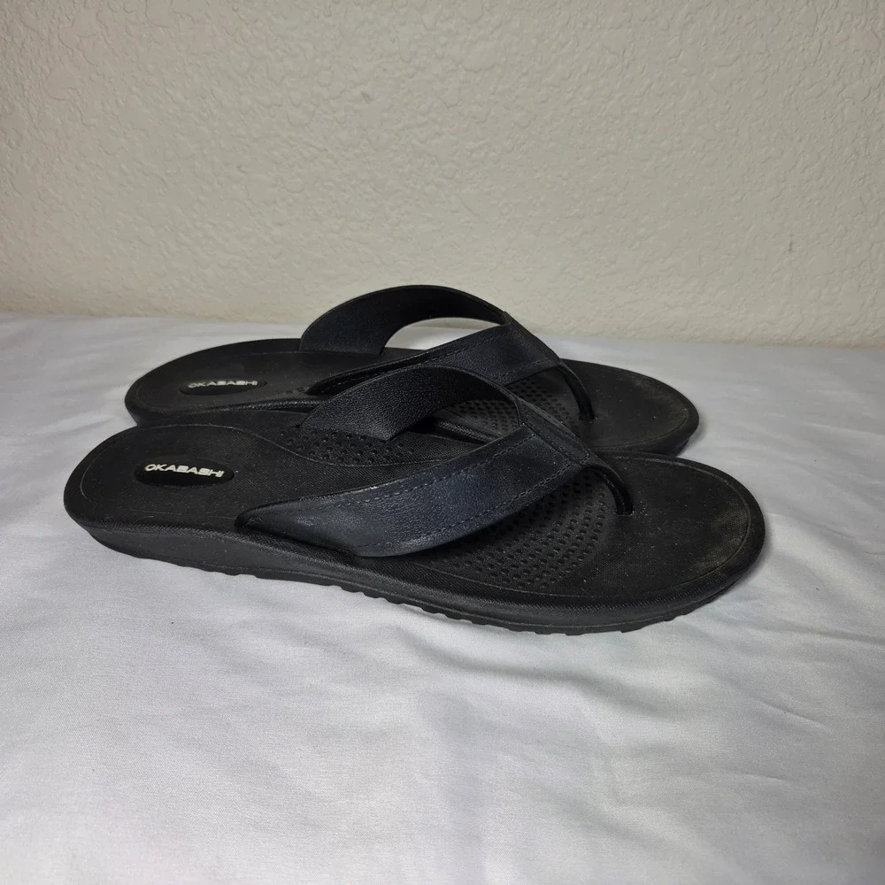 Okabashi Mens Surf Flip Flop Sandals Black Size XL 12-13 Made in USA Casual